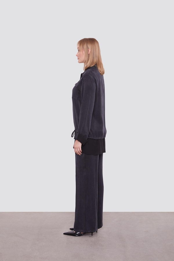 LevidorSiyah Tül Manşet Detaylı Cupra İkili Takım