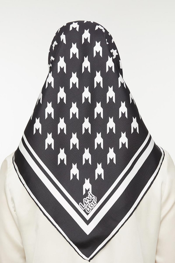 LevidorSiyah Twill Saf İpek eşarp