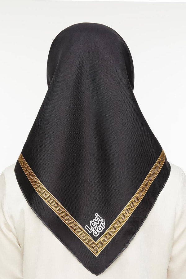 LevidorSiyah Twill Saf İpek Eşarp