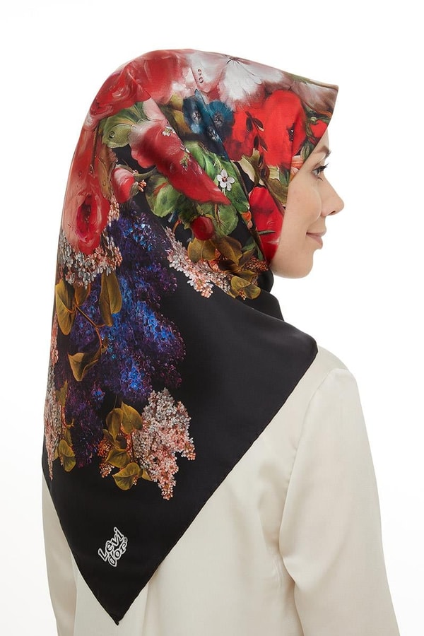 LevidorSiyah Twill Saf İpek Eşarp