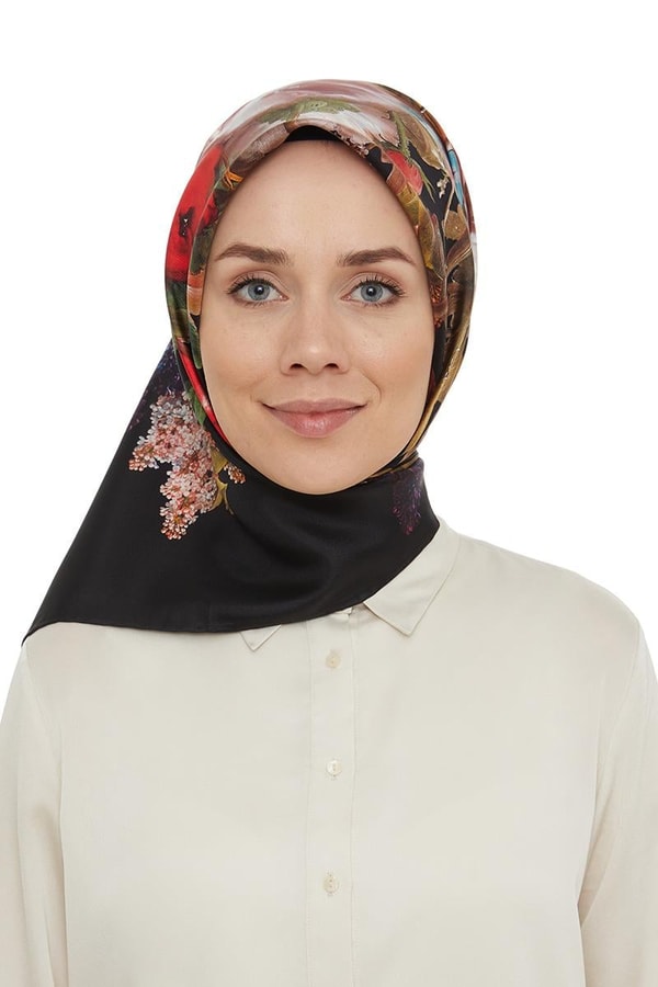 LevidorSiyah Twill Saf İpek Eşarp