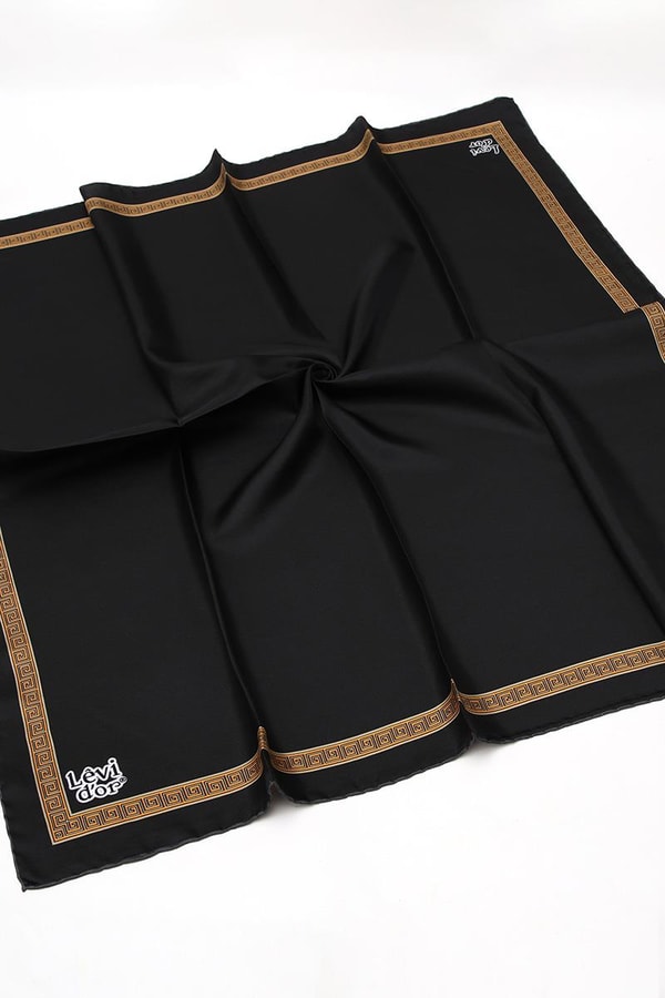 LevidorSiyah Twill Saf İpek Eşarp