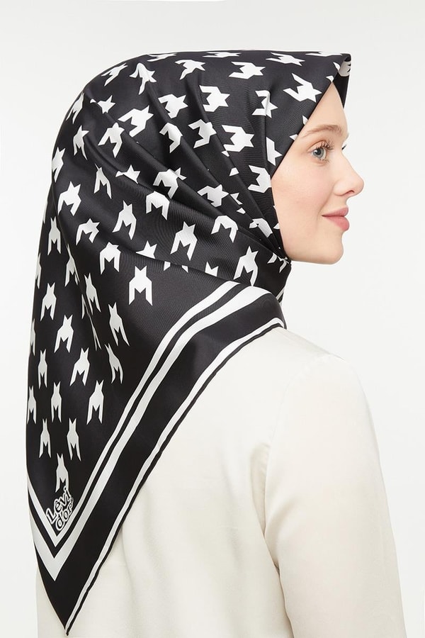 LevidorSiyah Twill Saf İpek eşarp