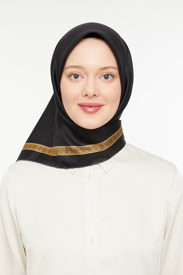 LevidorSiyah Twill Saf İpek Eşarp