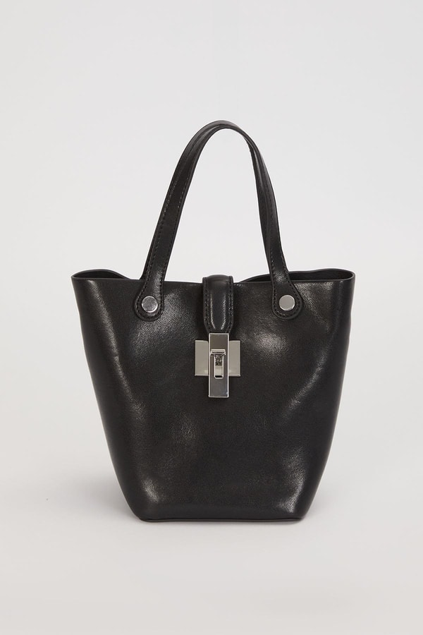 LevidorSiyah Üst Kilit Kapamalı El Çantası