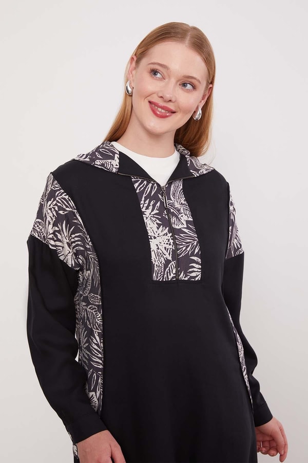 LevidorSiyah Yaprak Desenli Cupra İkili Takım