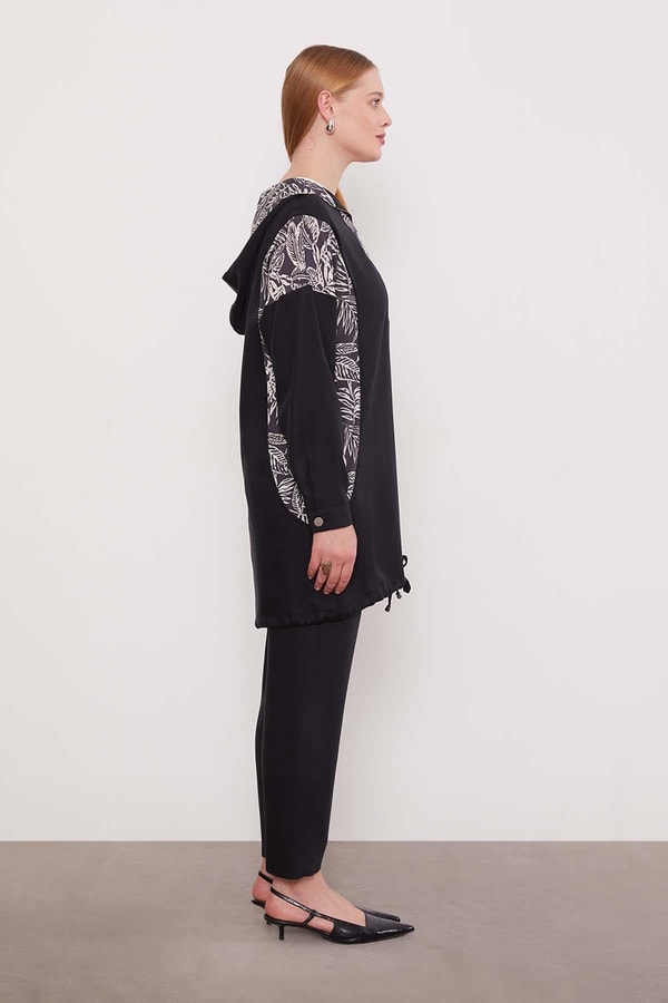 LevidorSiyah Yaprak Desenli Cupra İkili Takım