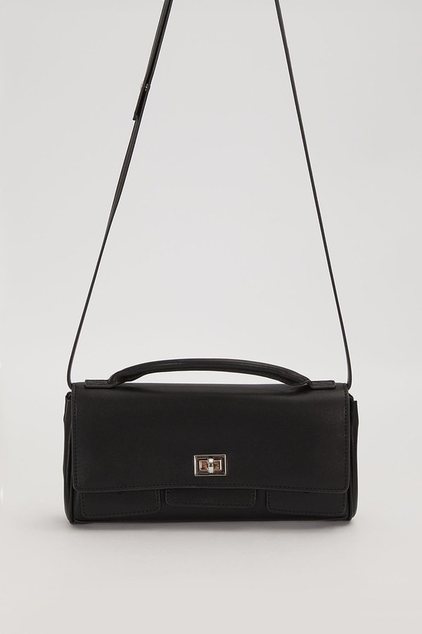 LevidorSiyah Yatay Form Omuz Çantası