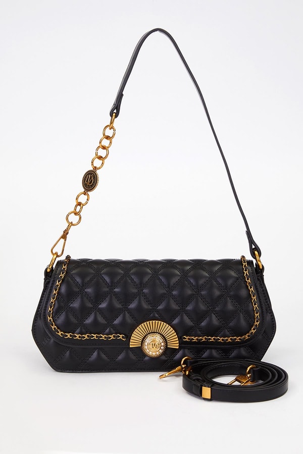 LevidorSiyah Yelpaze Kilit Detay Çanta