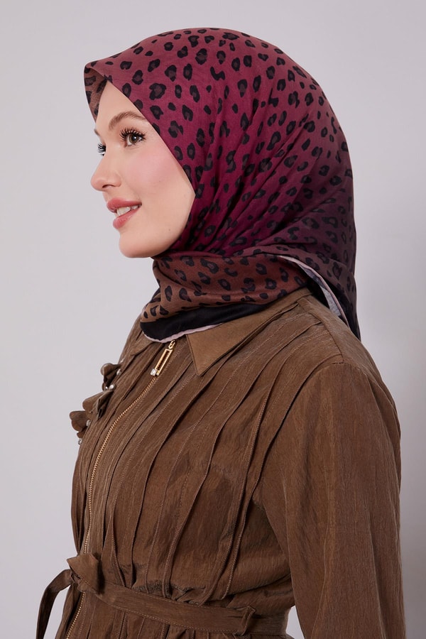 LevidorSiyah-Yeşil Leopar Desen Soft Eşarp