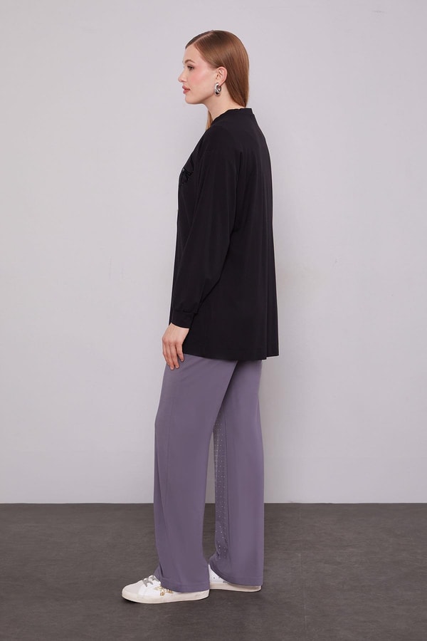 LevidorSiyah Yonca Desen Detaylı İkili Takım