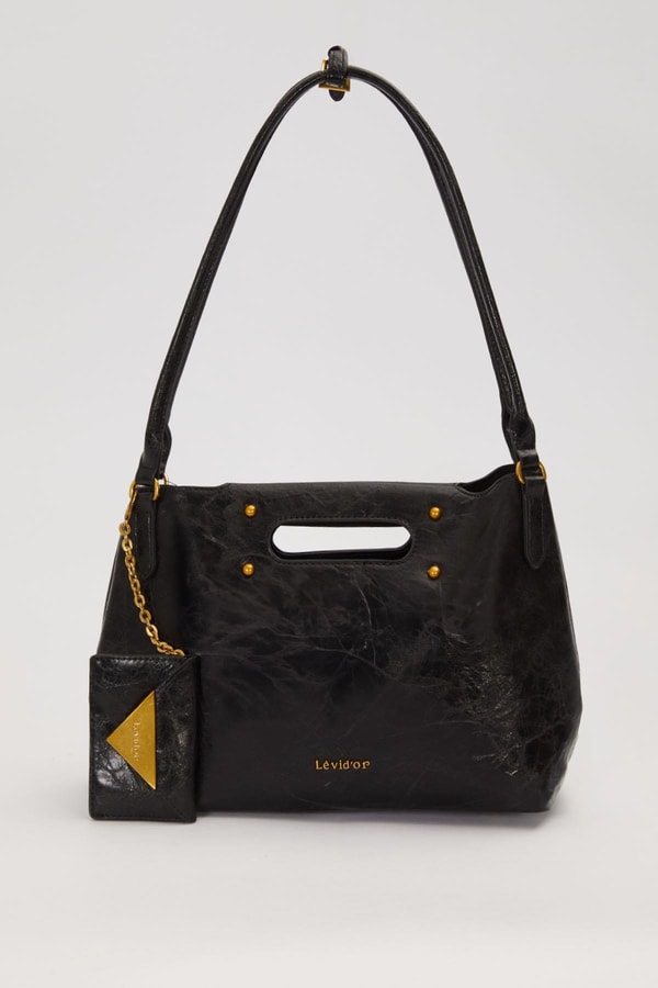 LevidorSiyah Zarf Charm Detaylı Omuz Çantası