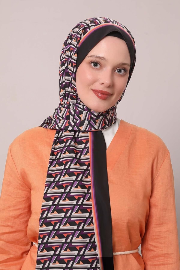 LevidorSiyah Zigzag Desen Club Şal