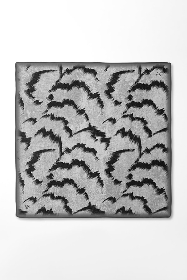 LevidorSiyah Zigzag Spor Desen Twill İpek Eşarp