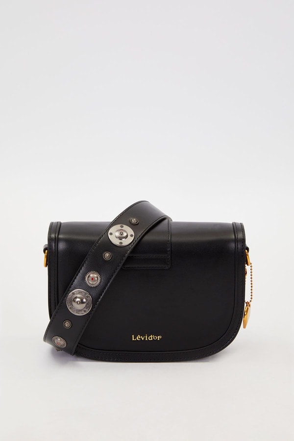 LevidorSiyah Zımba Detay Omuz Çantası