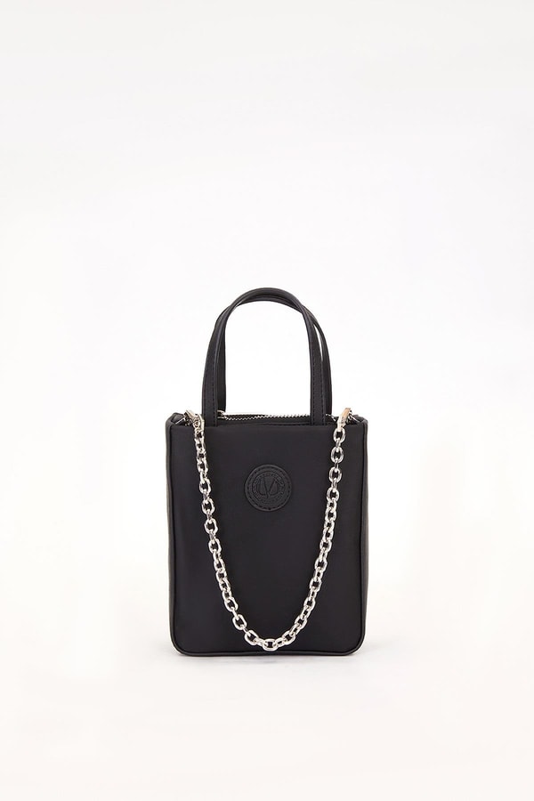 LevidorSiyah Zincir Detay Dikdörtgen Saten Çanta