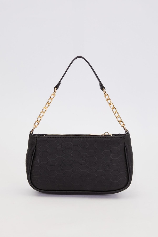 LevidorSiyah Zincir Detaylı Trend Omuz Çantası