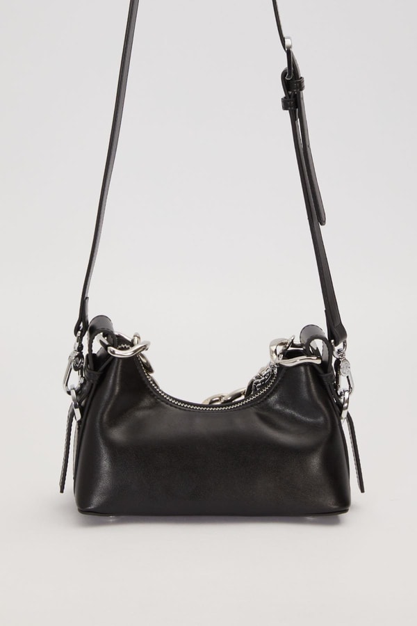 LevidorSiyah Zincir Halka Detaylı Omuz Çantası