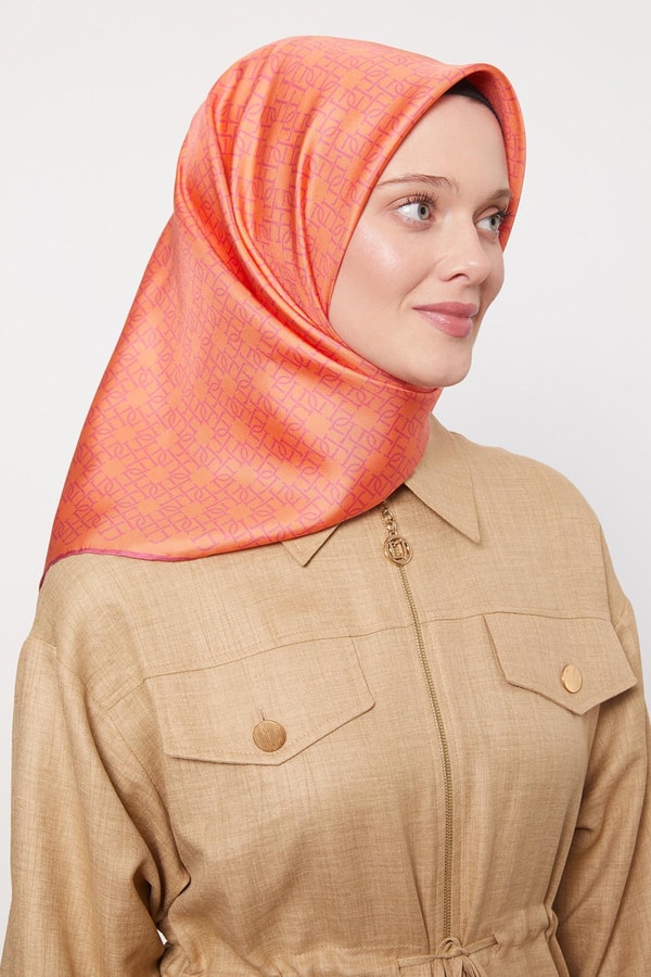 LevidorSomon Çizgili Sarmal Desen Twill İpek Eşarp