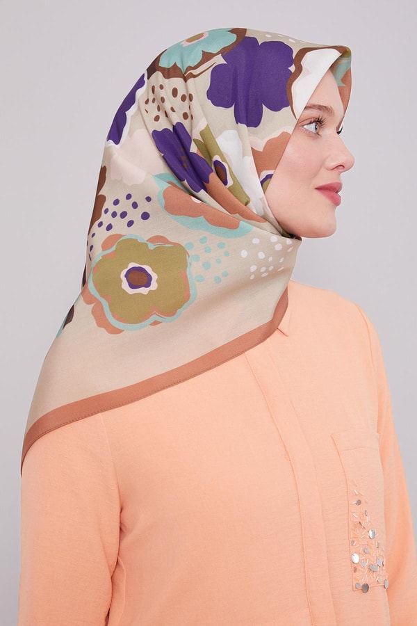 LevidorSomon Soyut Çiçek Desen Aura Eşarp