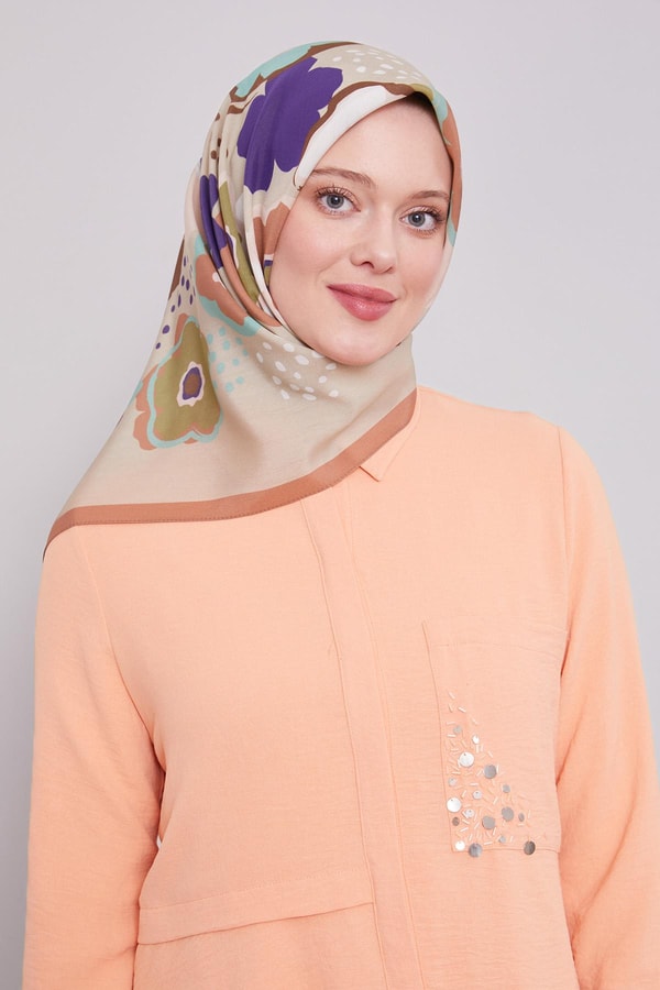 LevidorSomon Soyut Çiçek Desen Aura Eşarp