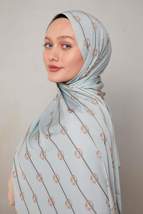 LevidorSu Yeşili Çizgili Halka Desen Club Şal