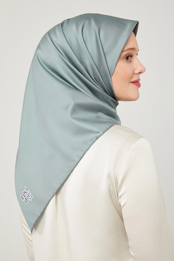 LevidorSu Yeşili Düz Renk Trend Twill Eşarp