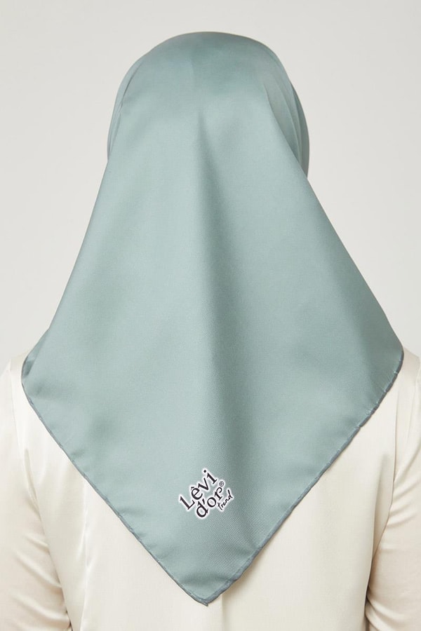 LevidorSu Yeşili Düz Renk Trend Twill Eşarp