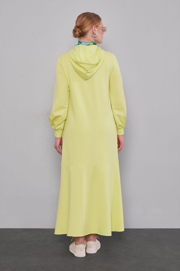 LevidorSu Yeşili Kapuşonlu Gizli Cep Detaylı Elbise