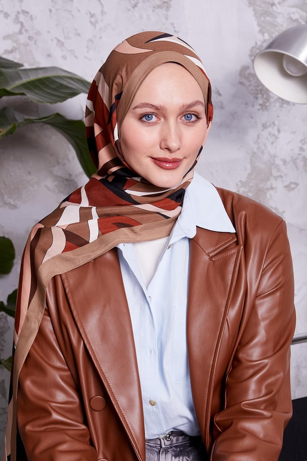 LevidorSütlü Kahve Damla Desen Royal Şal