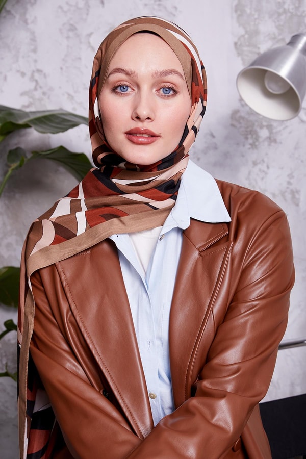 LevidorSütlü Kahve Damla Desen Royal Şal