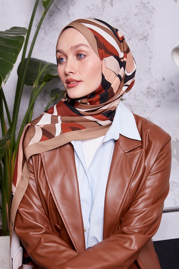 LevidorSütlü Kahve Damla Desen Royal Şal