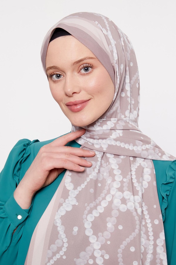 LevidorSütlü Kahve İnci Desenli Elegance Şal