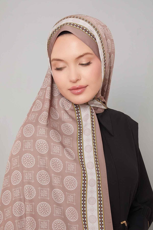 LevidorSütlü Kahve Motif Desen Club Şal