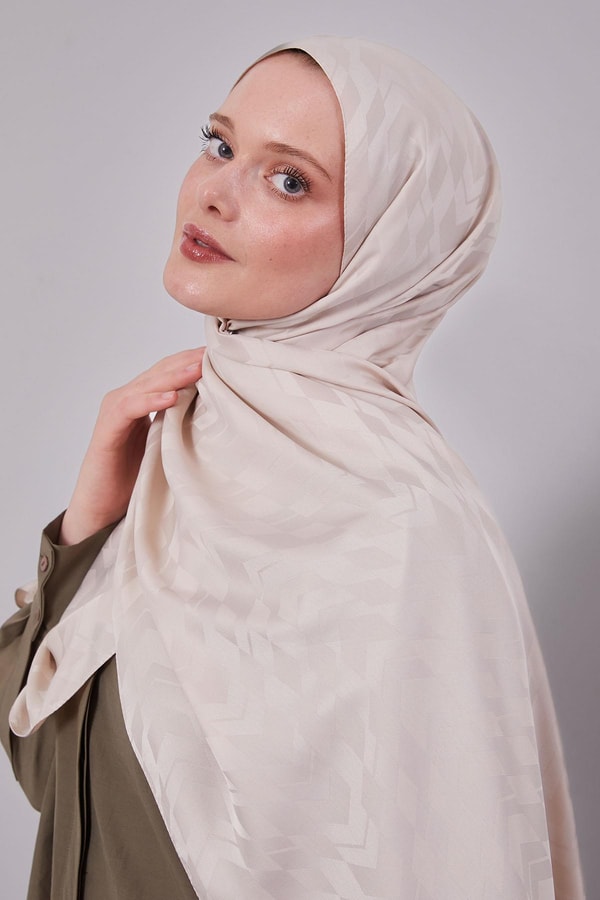 LevidorSütlü Kahve Yön Desen Blue Jakar Şal