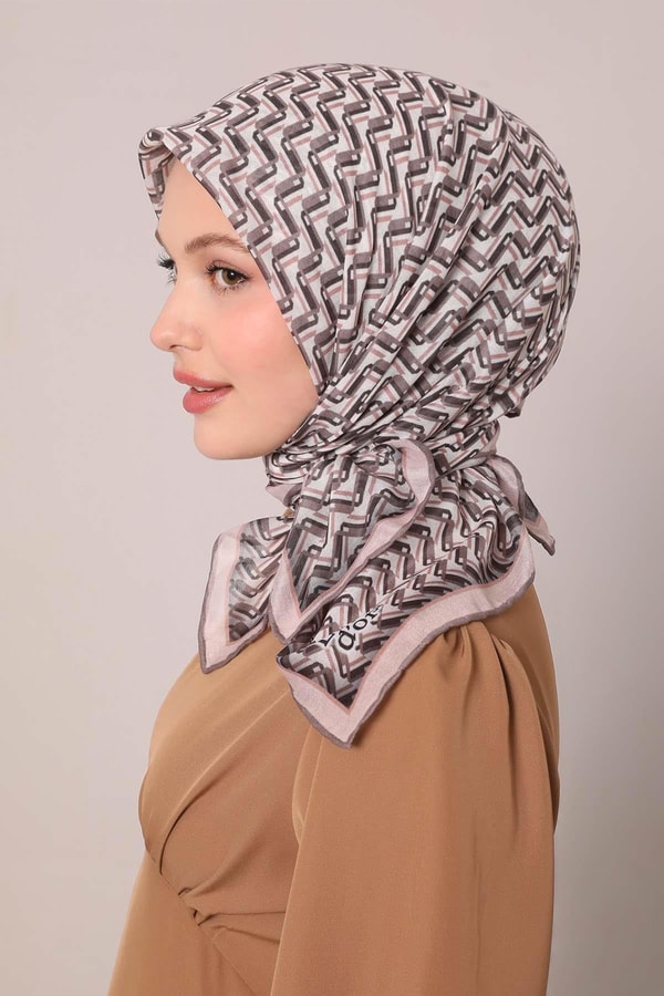 LevidorSütlü Kahve Zigzag Desen Soft Eşarp