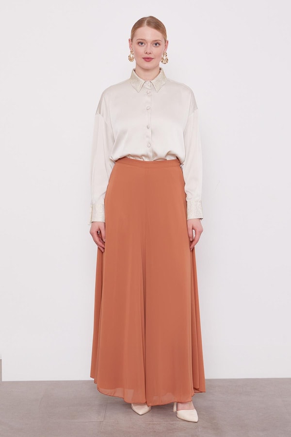 LevidorTaba Geniş Paçalı Şifon Pantolon