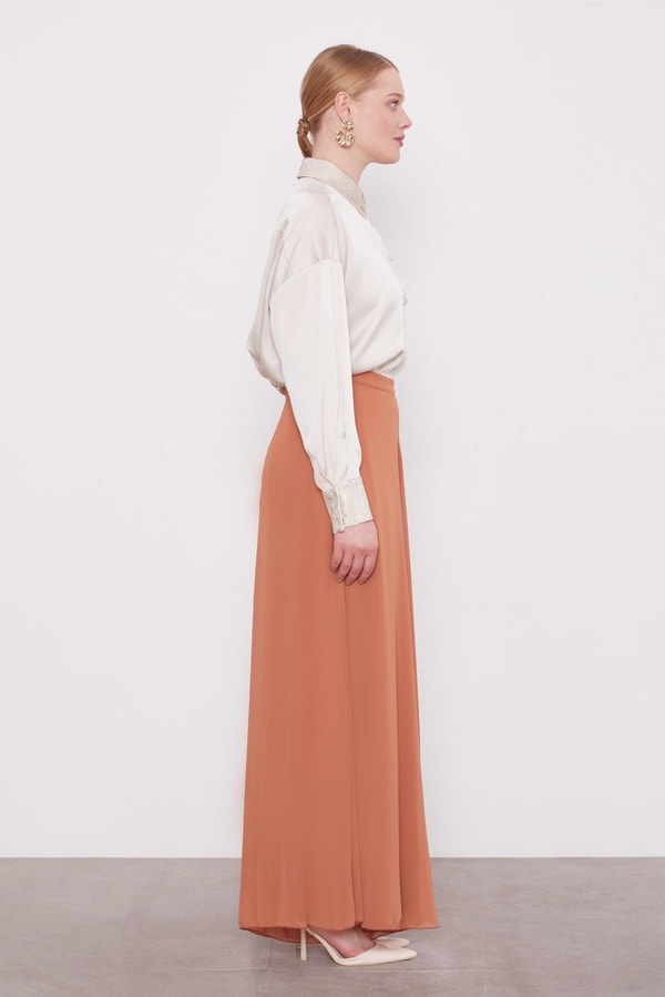 LevidorTaba Geniş Paçalı Şifon Pantolon