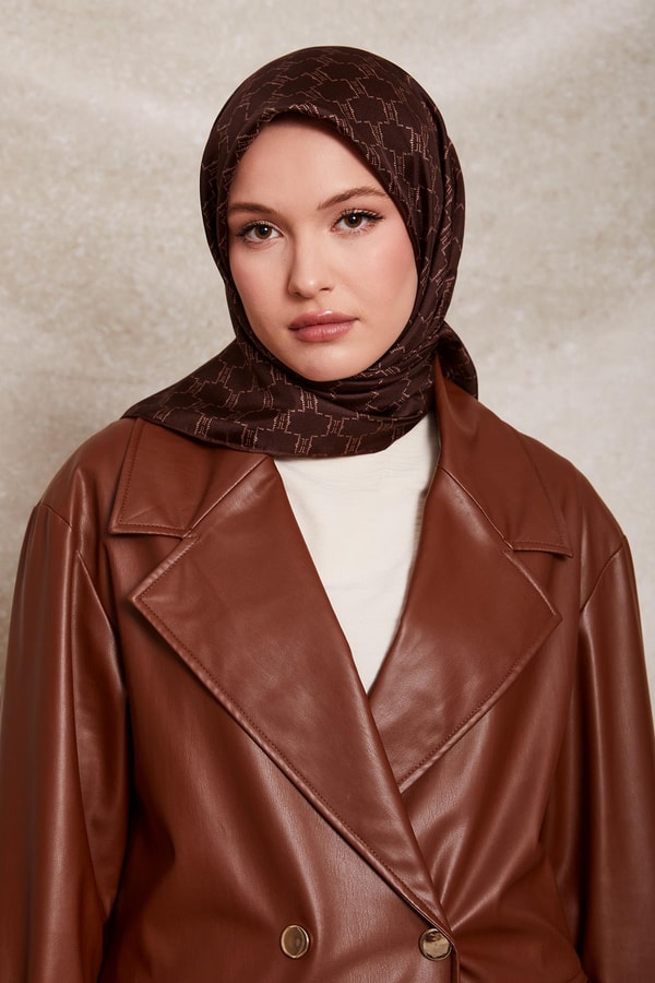 LevidorTaba Petek Desen Twill İpek Eşarp