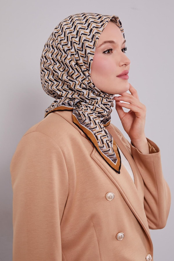 LevidorTaba Zigzag Desen Soft Eşarp