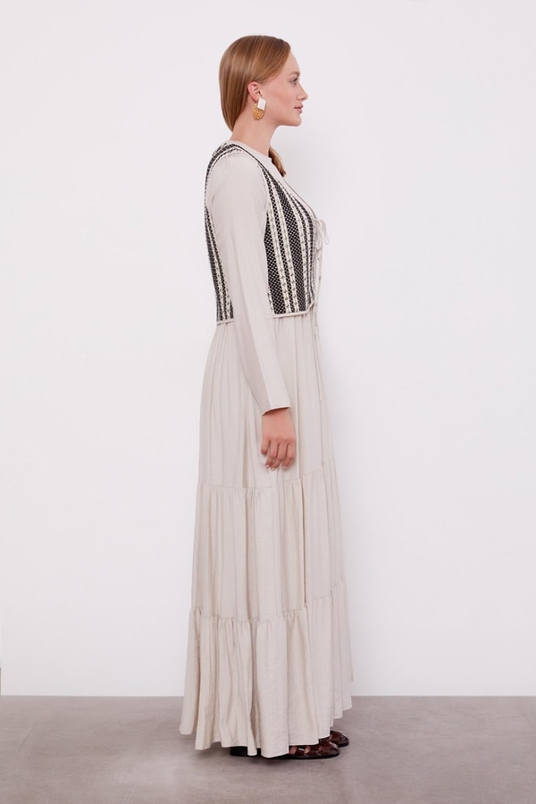 LevidorTaş Bağcık Detay Yelekli Elbise