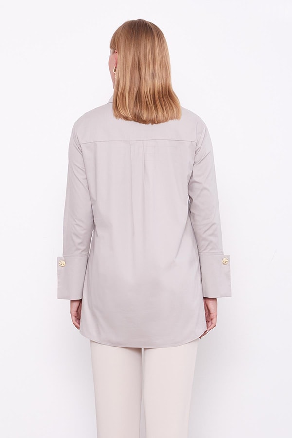 LevidorTaş Broş Düğme Detaylı Gömlek