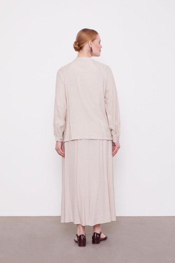 LevidorTaş Çift Düğme Detaylı Etekli Takım