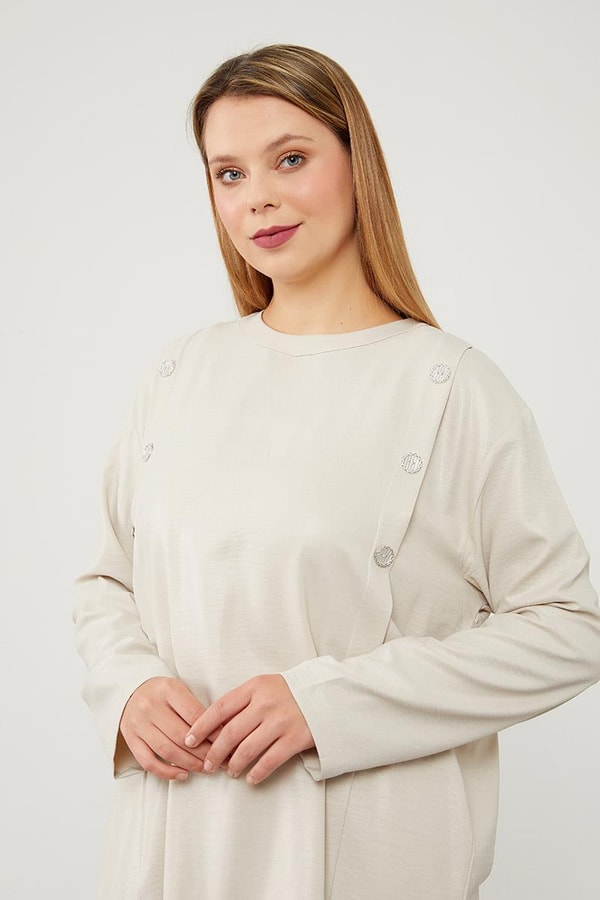 LevidorTaş Düğme Detaylı Bisiklet Yaka İkili Takım