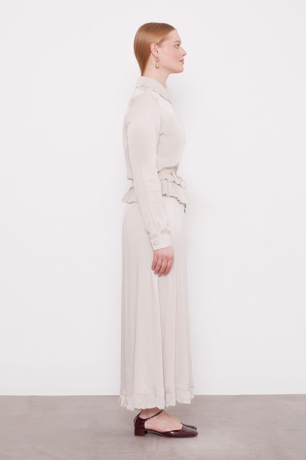 LevidorTaş Fırfır Detaylı Cupra Etek Takım