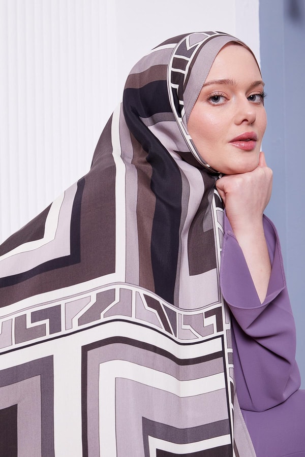 LevidorTaş Geometrik Desen Royal Şal