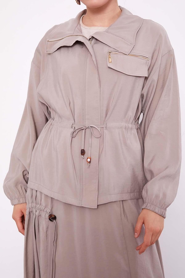 LevidorTaş Gizli Fermuar Detaylı Etek Takım