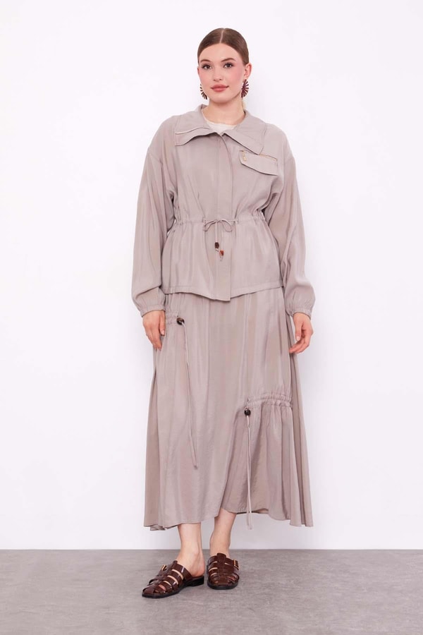 LevidorTaş Gizli Fermuar Detaylı Etek Takım