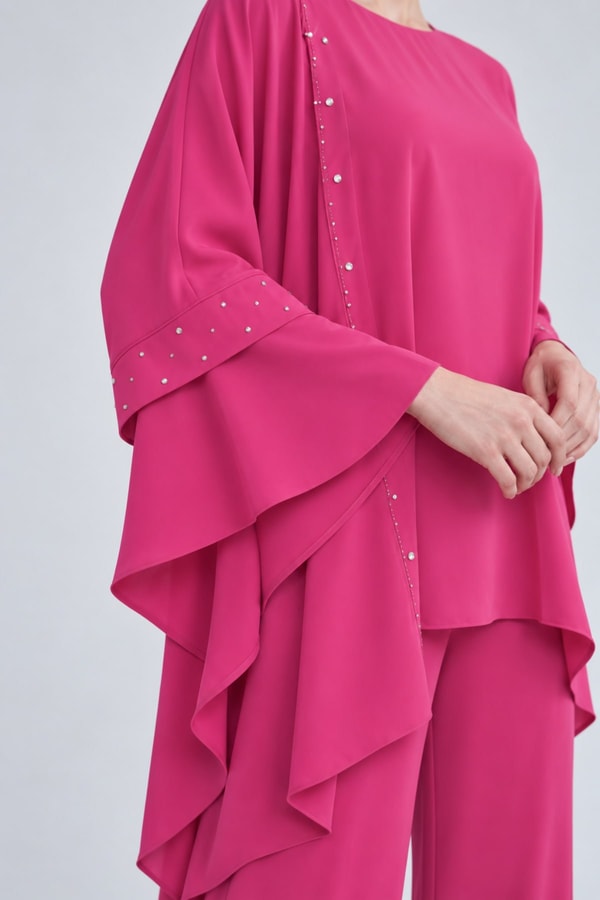 LevidorTaş İşlemeli Tunik Takım Pembe