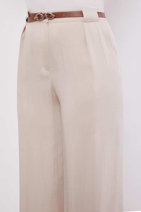 LevidorTaş Kemerli Palazzo Pantolon